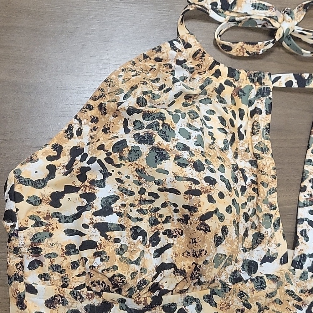 Mynah-Leopard Print NWT-Two Piece Mynah Bathing Suit-Size 22W - Picture 5 of 17